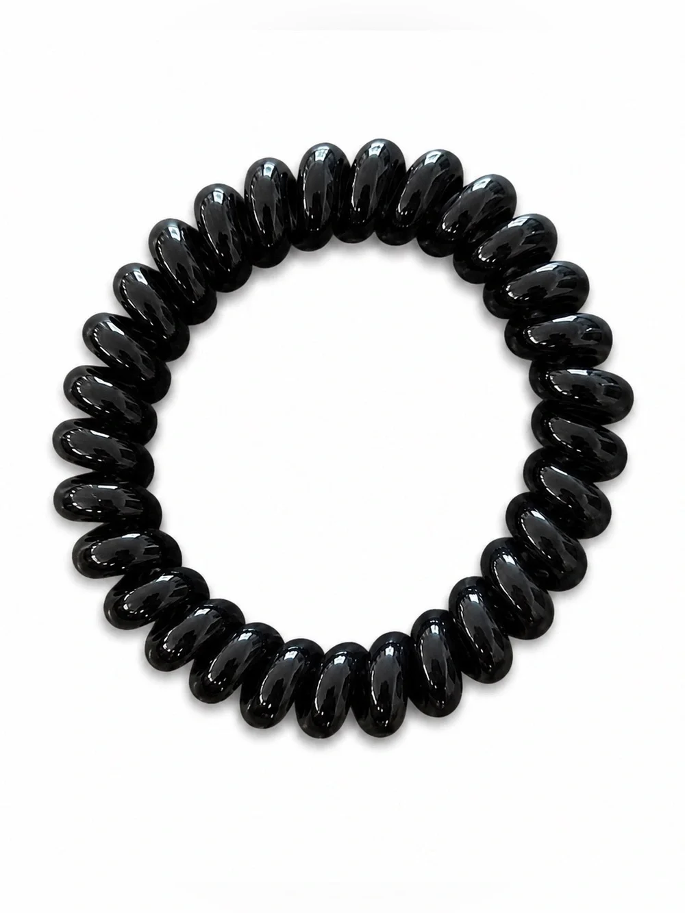 Black Glossy Teletie Tele-tie Dent & Wrinkle Line Free Hair Tie Comfy Scrunchie